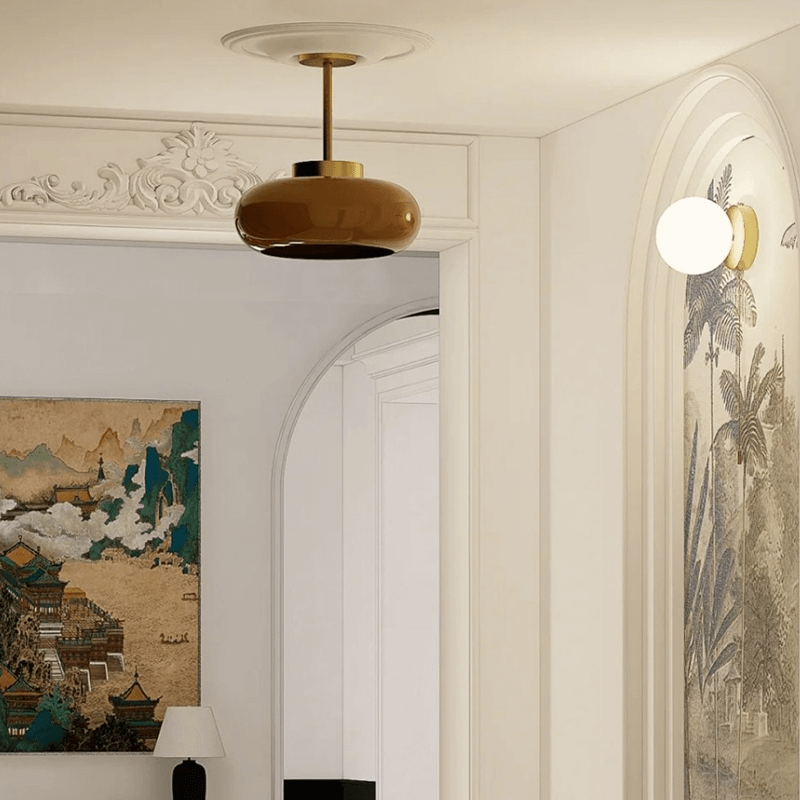 Solara Ember Glass Vintage Ceiling Light 11-Inch Semi-Flush