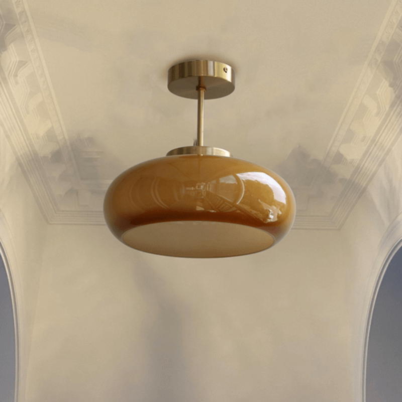 Solara Ember Glass Vintage Ceiling Light 11-Inch Semi-Flush
