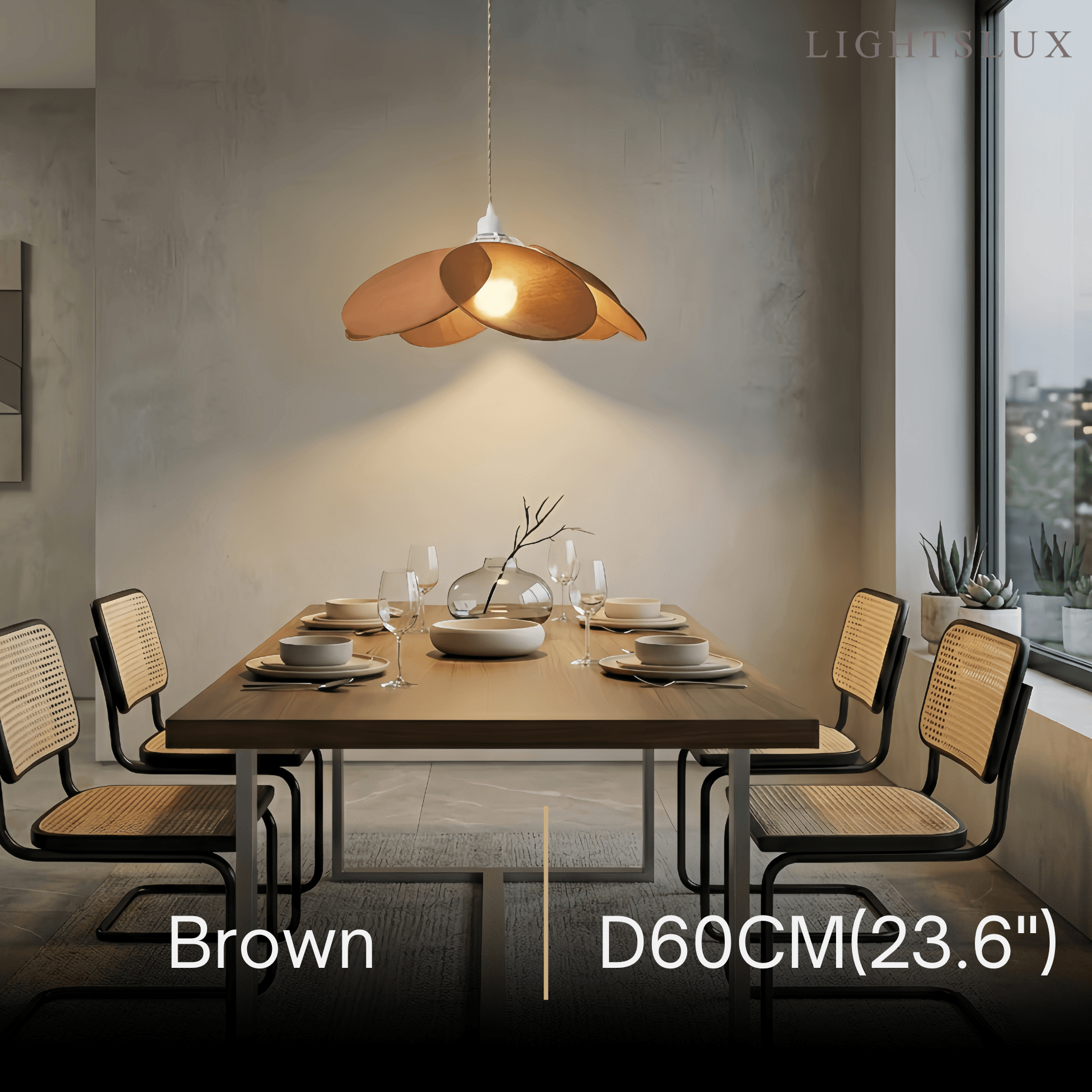 Farmhouse Metal & Fabric Pendant Light -- Orange/Brown/Beige for Living Room - Flindria