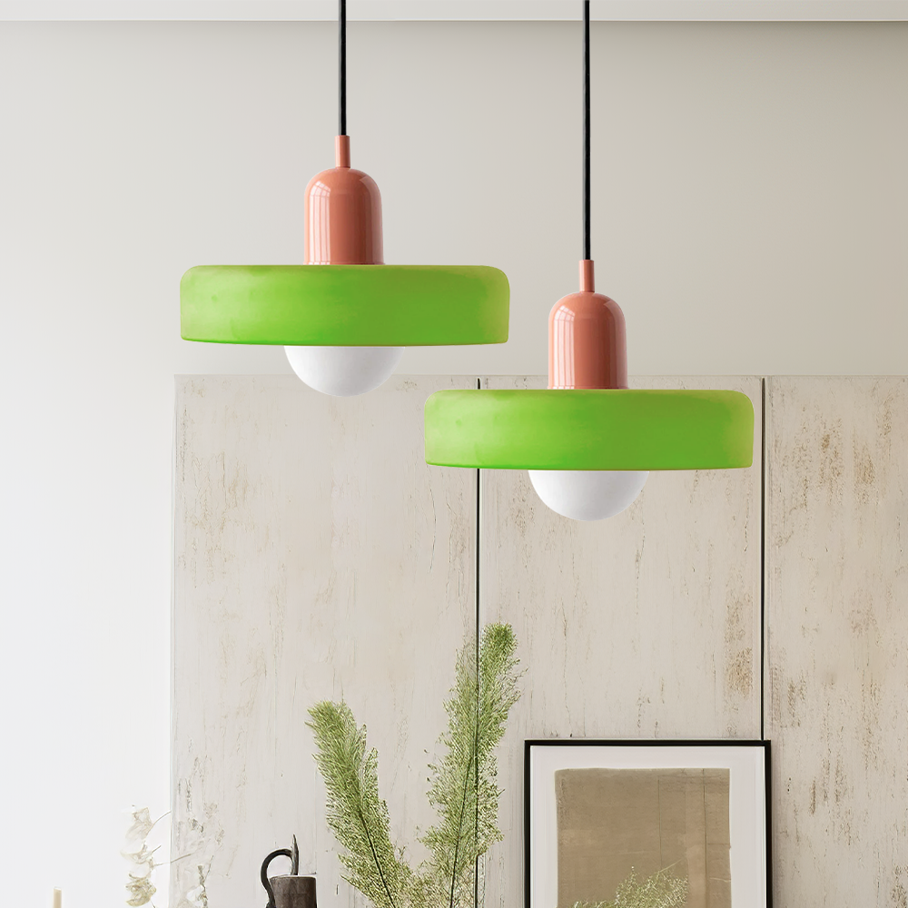 Liora Bauhaus Colored Glass Pendant Light - Adjustable Height Suspension