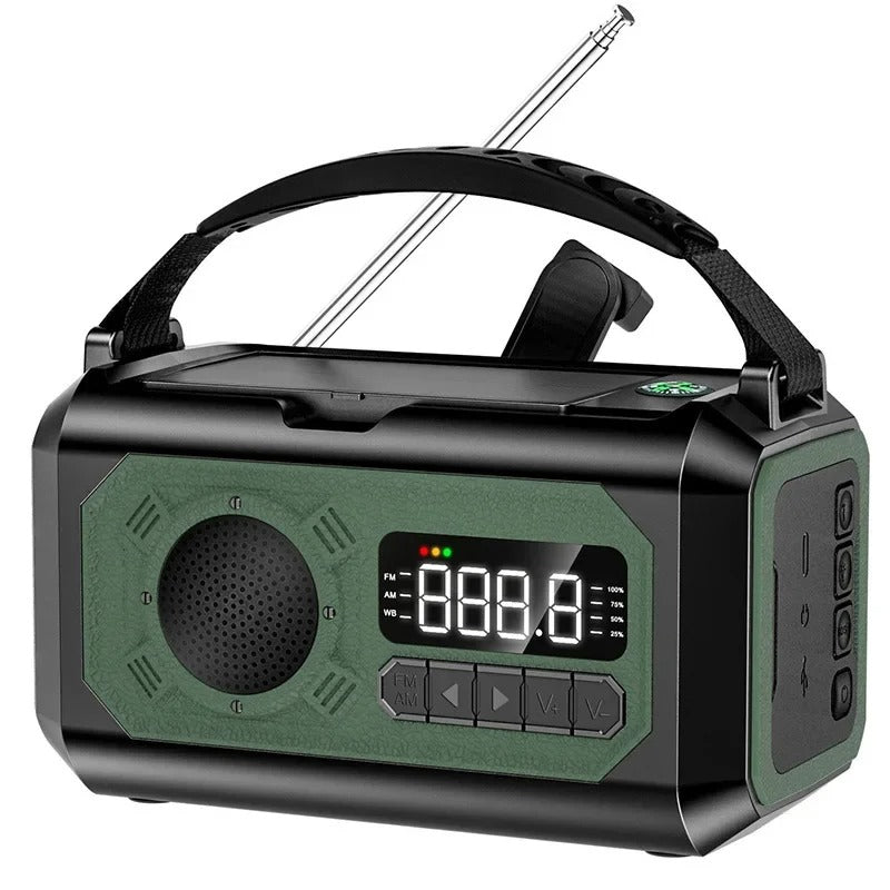 Notfall-Wetterradio mit 12000 mAh – Solar- und Handkurbel, AM/FM/NOAA