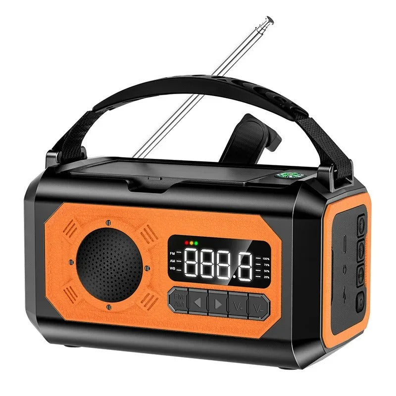 Notfall-Wetterradio mit 12000 mAh – Solar- und Handkurbel, AM/FM/NOAA