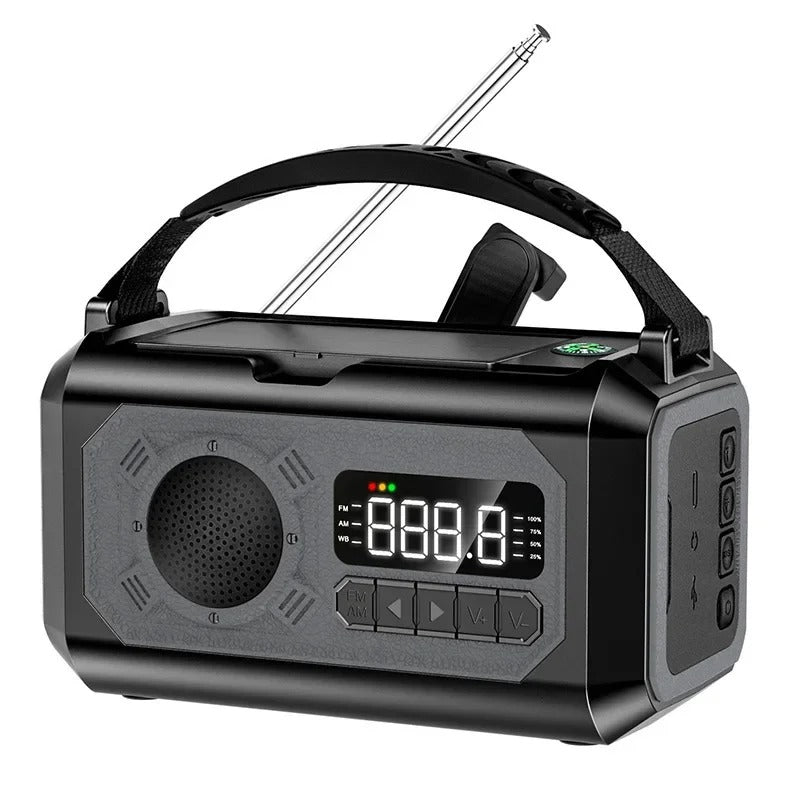 Notfall-Wetterradio mit 12000 mAh – Solar- und Handkurbel, AM/FM/NOAA