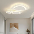 Three-Panel Organic LED Ceiling Light — Dimmable, White Metal Frame, Contoured Design