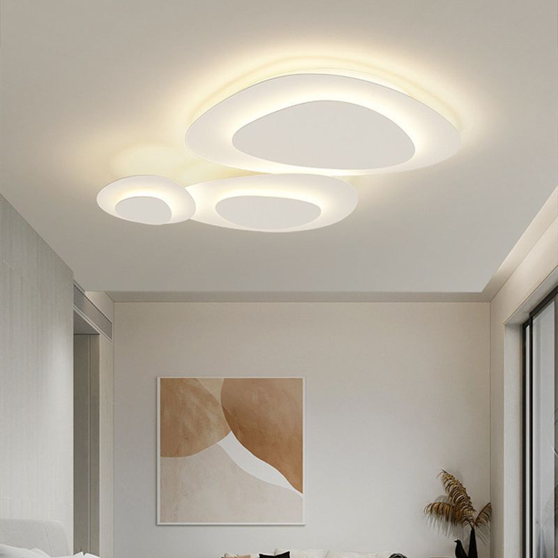 Three-Panel Organic LED Ceiling Light — Dimmable, White Metal Frame, Contoured Design