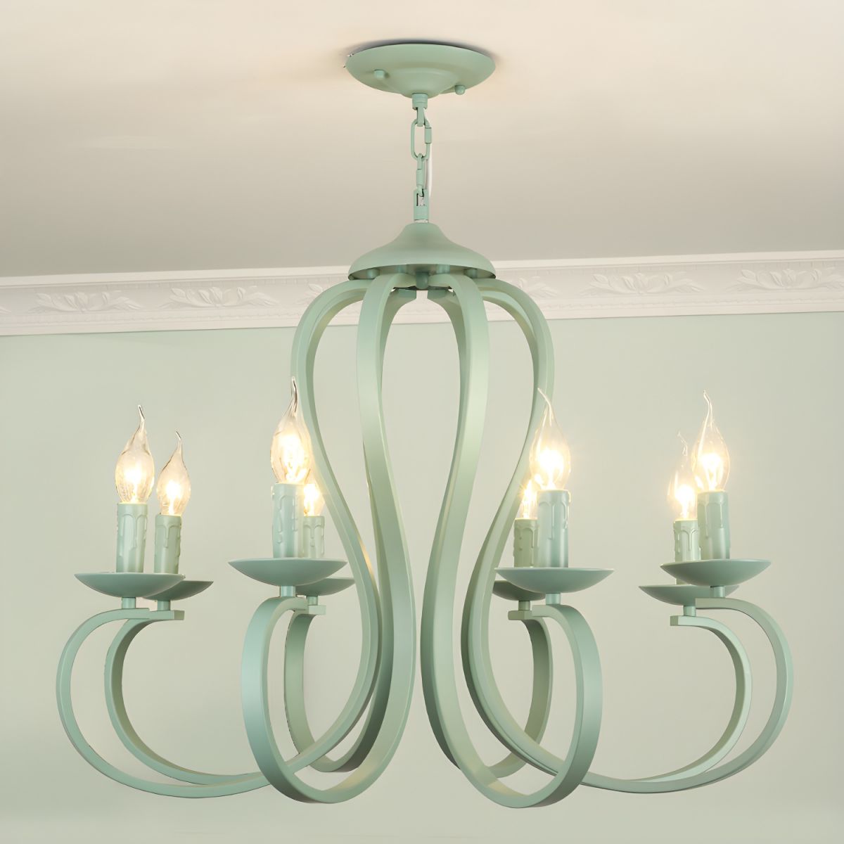 Vintage Candle Chandelier - Metal Multi-Light Fixture for Dining Room/Living Room - Flindria