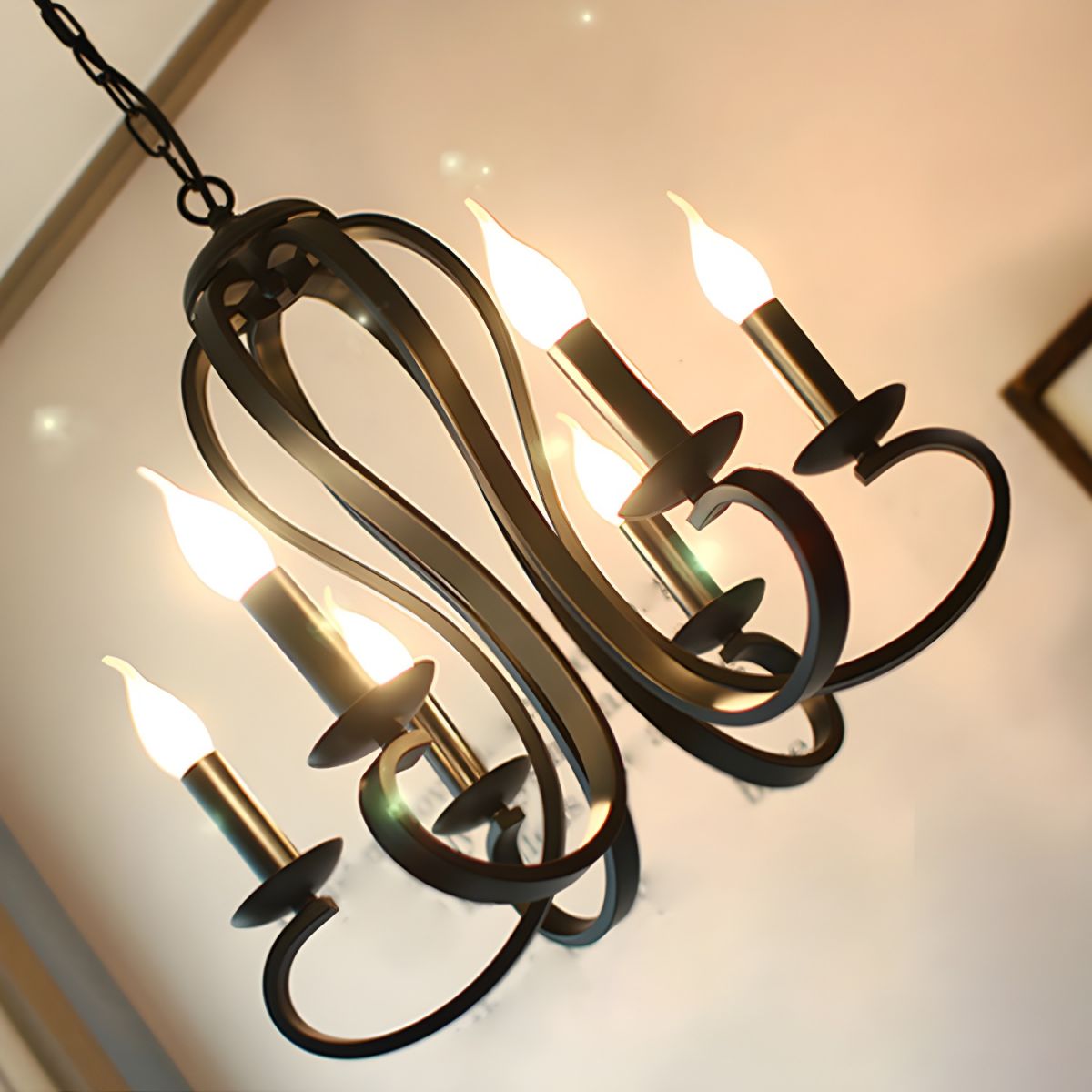 Vintage Candle Chandelier - Metal Multi-Light Fixture for Dining Room/Living Room - Flindria
