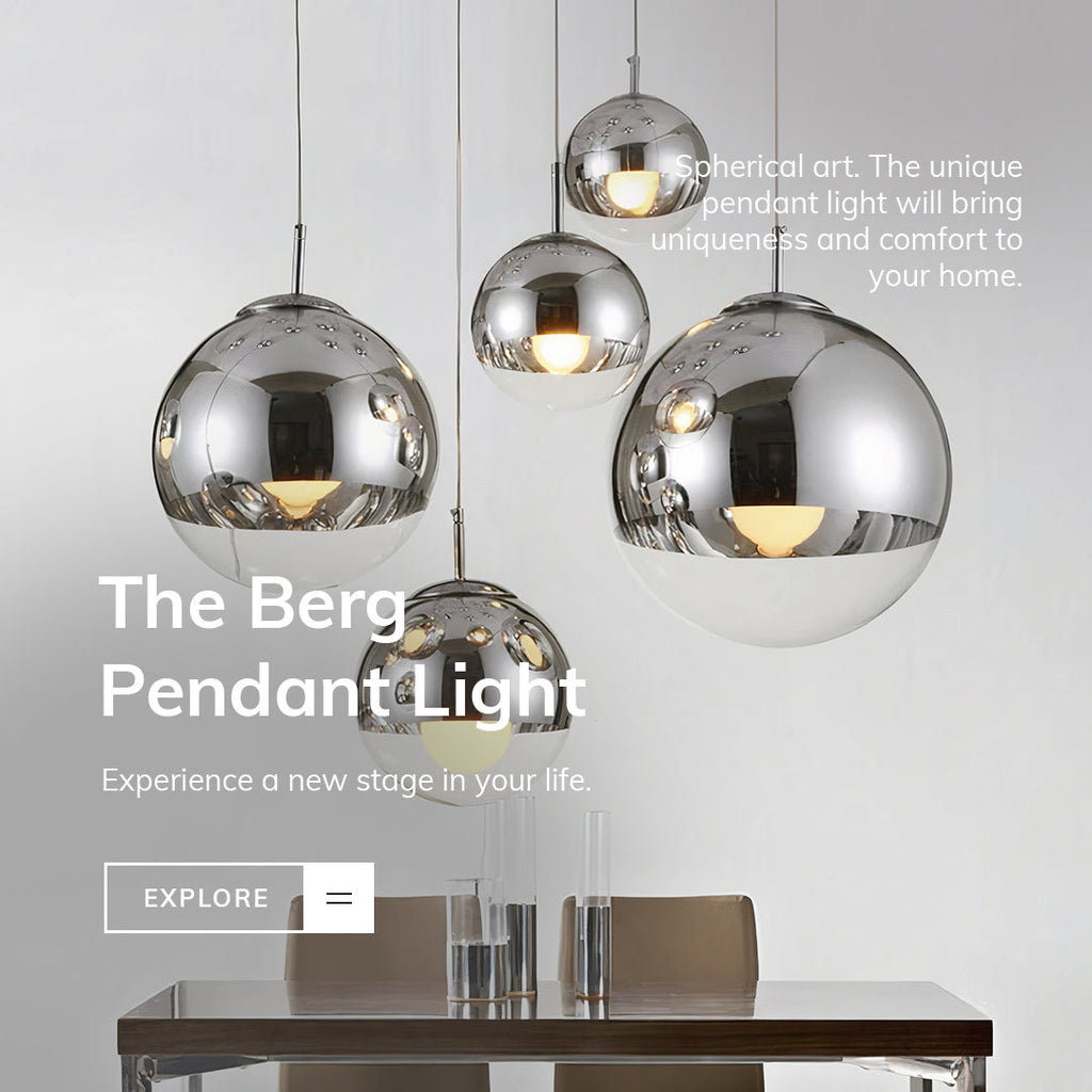 The Berg Pendelleuchte — Zweifarbiges Kugeldesign, silbern