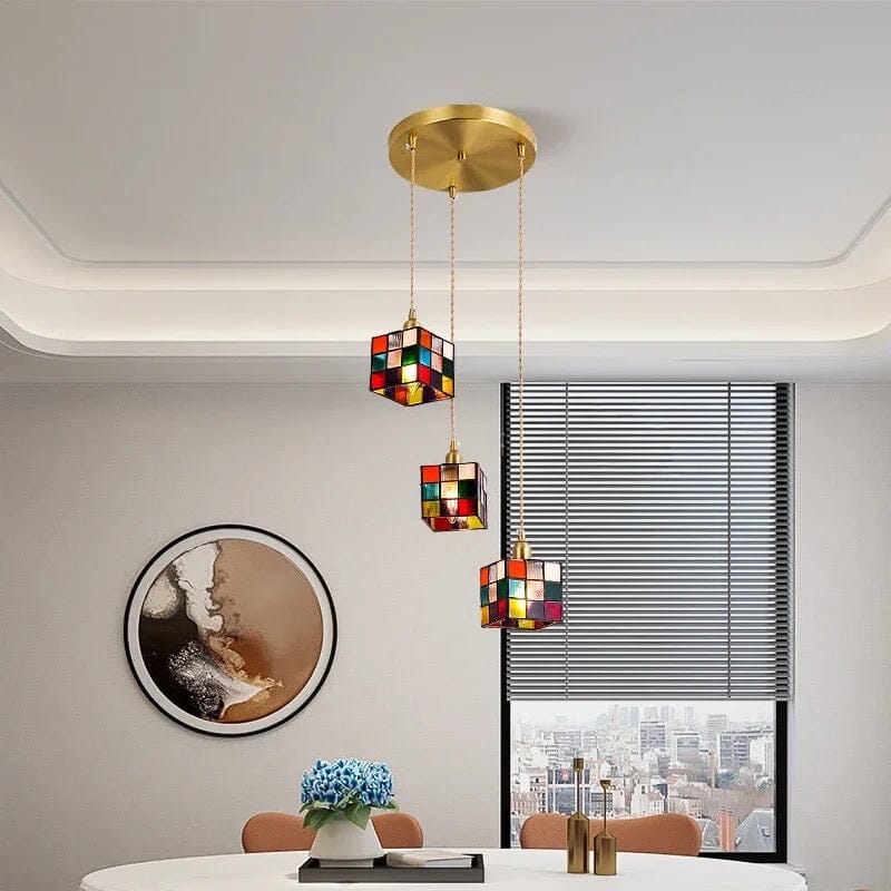PrismCube Glass Pendant Light For Retro Style Home Decor