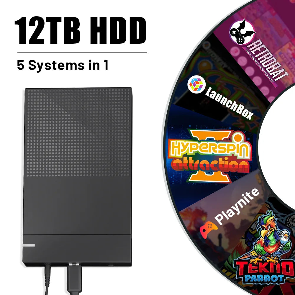 12TB 5IN1-Festplatte: Hyperspin/Launchbox/Retrobat/Playnite/Teknoparrot