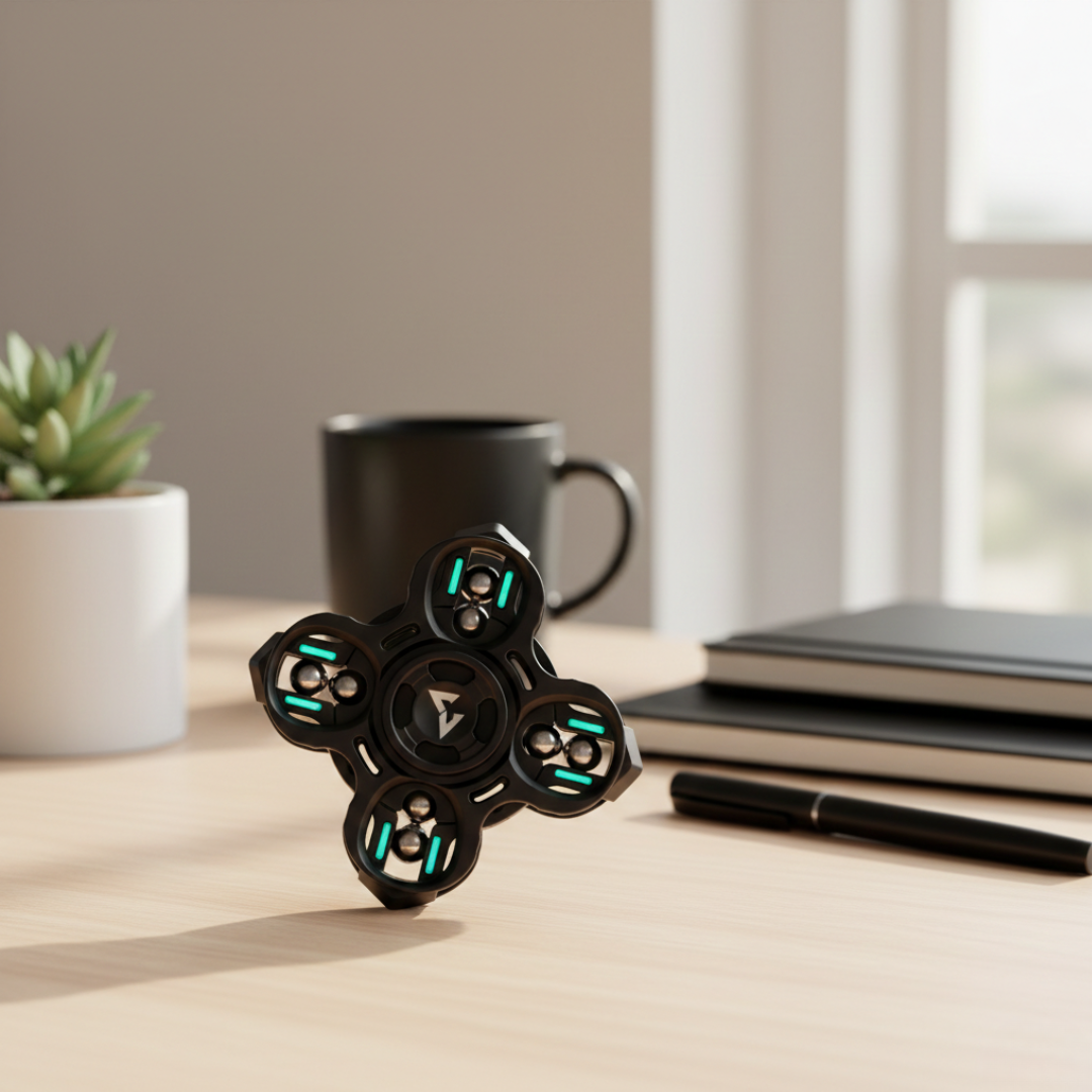 Kompaktní kovový antistresový spinner — kapesní provedení, plynulý pohyb
