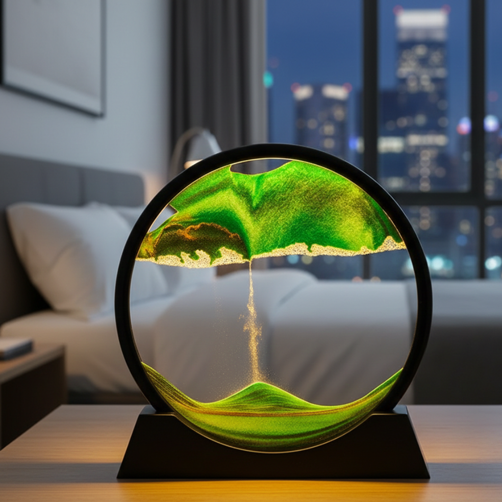 Gravity Flow Sand Art Frame — Circular Multi-Hued Kinetic Decor