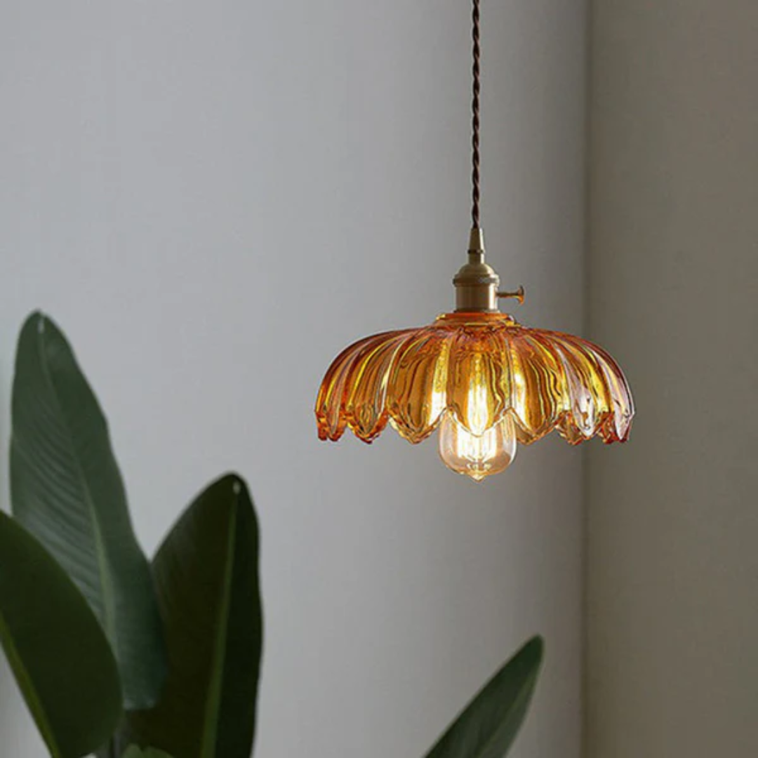Aurelia Elegant Pendant Light With Floral Glass Accent For Indoor Spaces