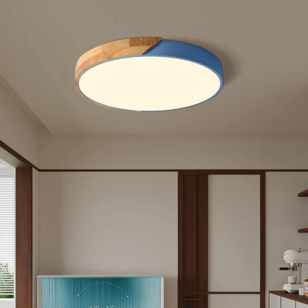 Wood Ceiling Light — Scandinavian Style, Warm LED Glow