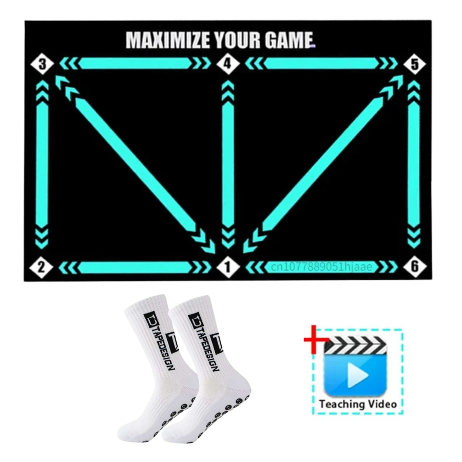 طقم حصيرة Sideline Edge — سطح تدريب بمقاس 90x60 سم، يتضمن جوارب مانعة للانزلاق