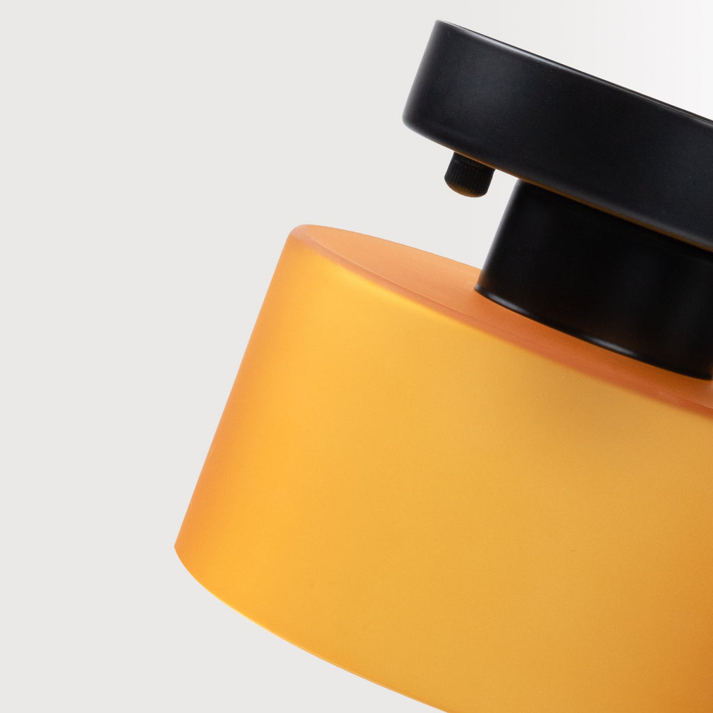 Retro Amber Glass Ceiling Light — E27/E26 Socket, Direct Mount, Cylindrical Shade