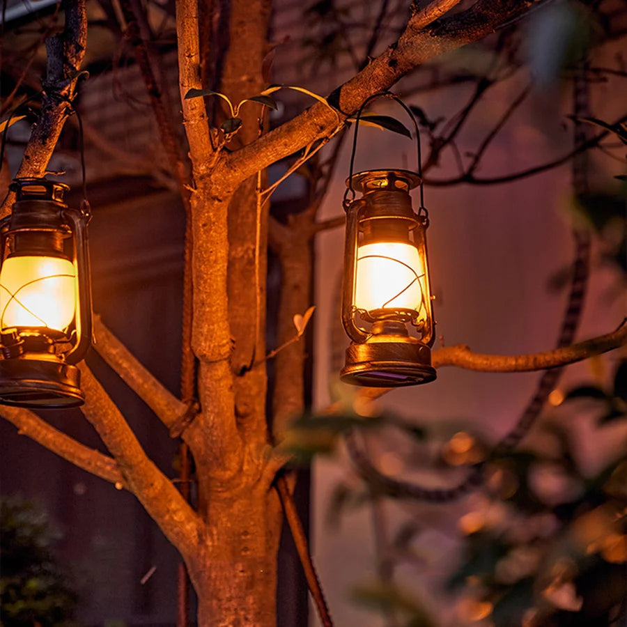 Lanterne vintage rustique à LED et au kérosène — Lampe portable à suspendre