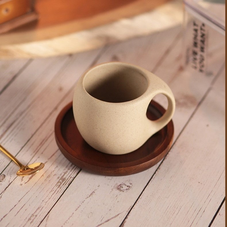 Hana keramisk kaffekoppsset med japansk inspiration — bambufat och sked ingår