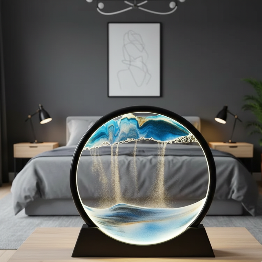 Gravity Flow Sand Art Frame — Circular Multi-Hued Kinetic Decor