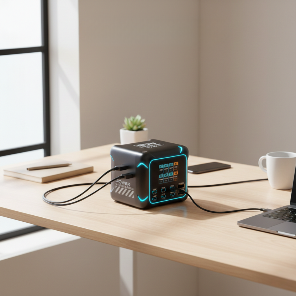מטען PowerHub 300W GaN — תצורה של שש יציאות, 4 יציאות USB-C ו-2 יציאות USB-A