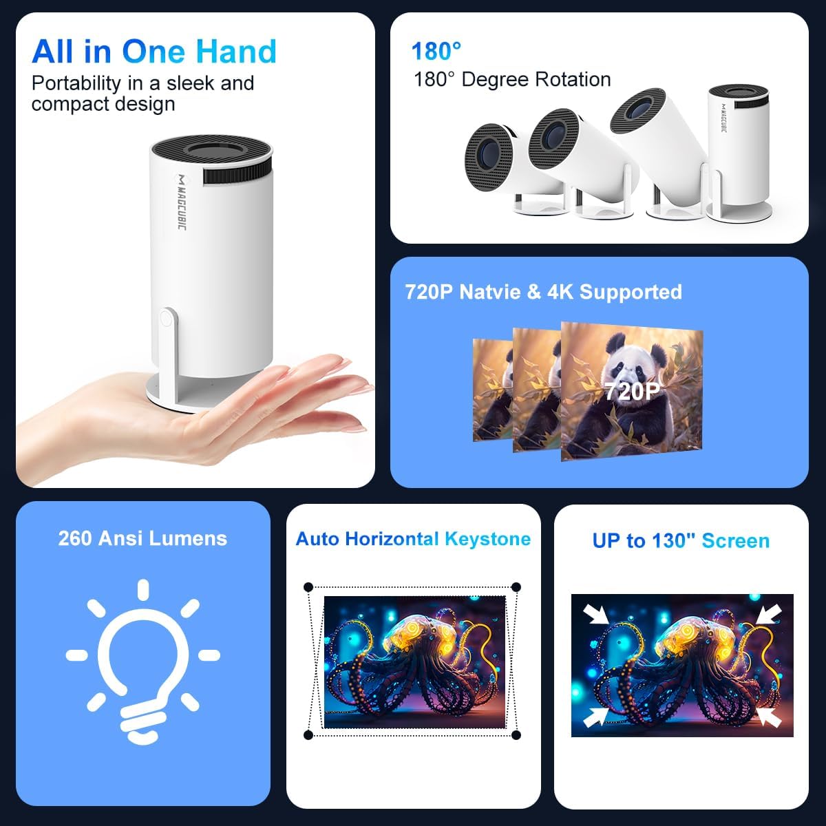 LumaPulse Mini 4K Portable Projector For Home Theater