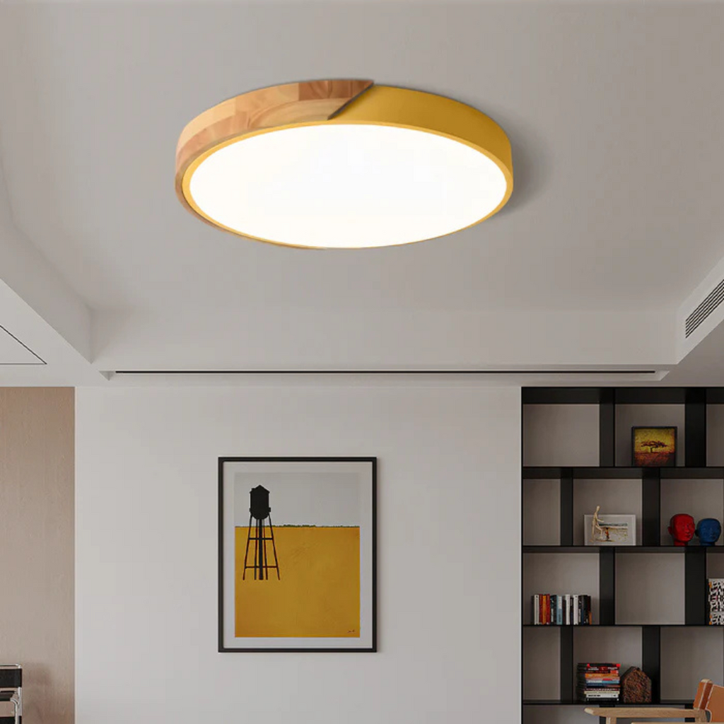 Wood Ceiling Light — Scandinavian Style, Warm LED Glow