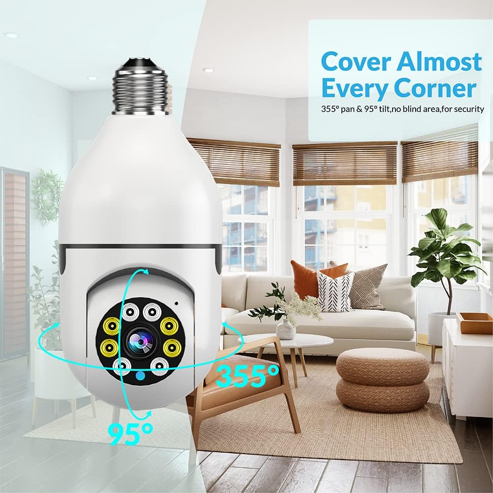 HD Wireless Outdoor WiFi Light Bulb Security Camera — Motion Detection