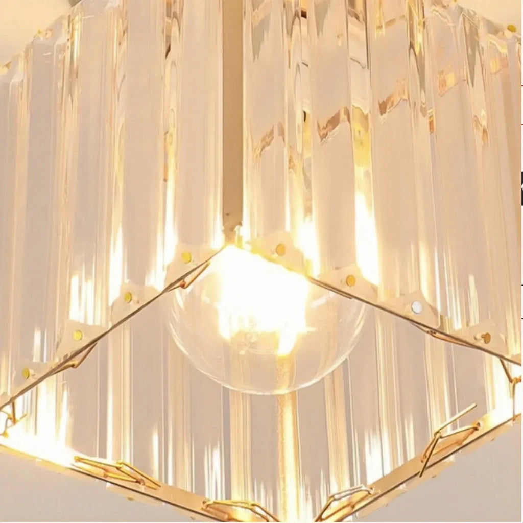 Modern Ceiling Lamp Metal/Crystal Design in Black/Gold/Silver for Bedroom - Flindria