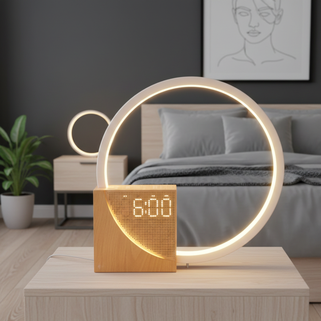 Lampă de noptieră tactilă — generator integrat de zgomot alb și luminozitate reglabilă
