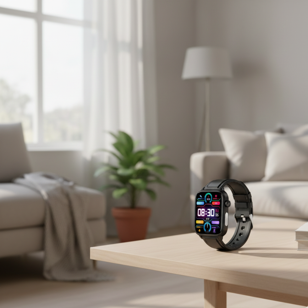 ساعة ذكية مقاومة للماء مع مكالمات عبر البلوتوث — شاشة AMOLED