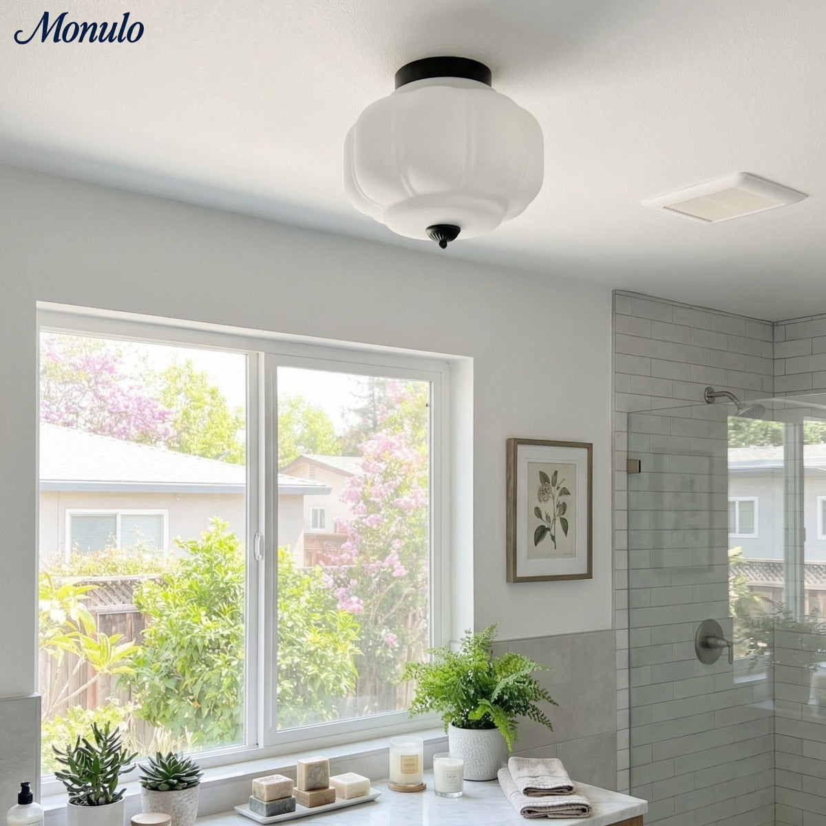Luz de teto moderna de montagem embutida — abajur escandinavo em vidro leitoso, iluminação suave