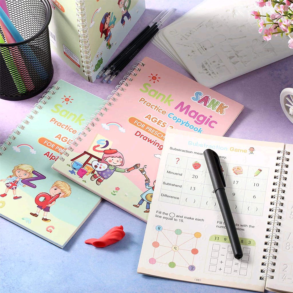 Magic Reusable Copybook Set — Trace Letters, Numbers & Shapes