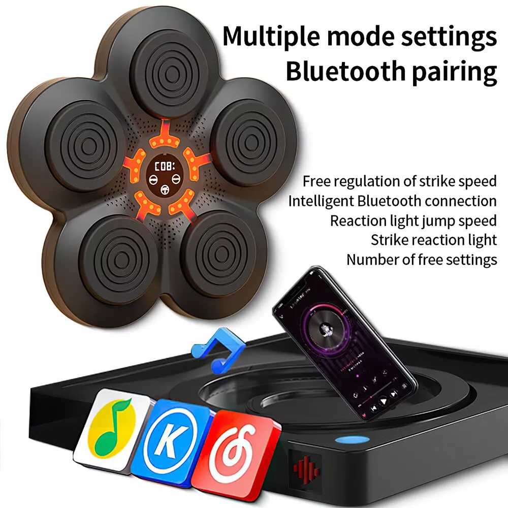 Smart musikboksemaskine — Bluetooth, hastighedskontrol, boksehandsker til voksne