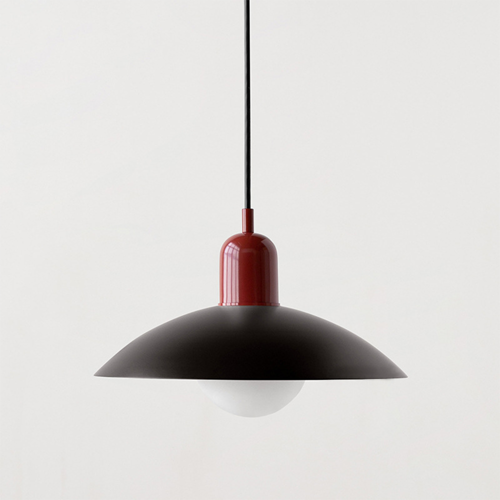 Macaron Bauhaus-Pendelleuchte — farbenfroher Schirm mit offenem Sockel
