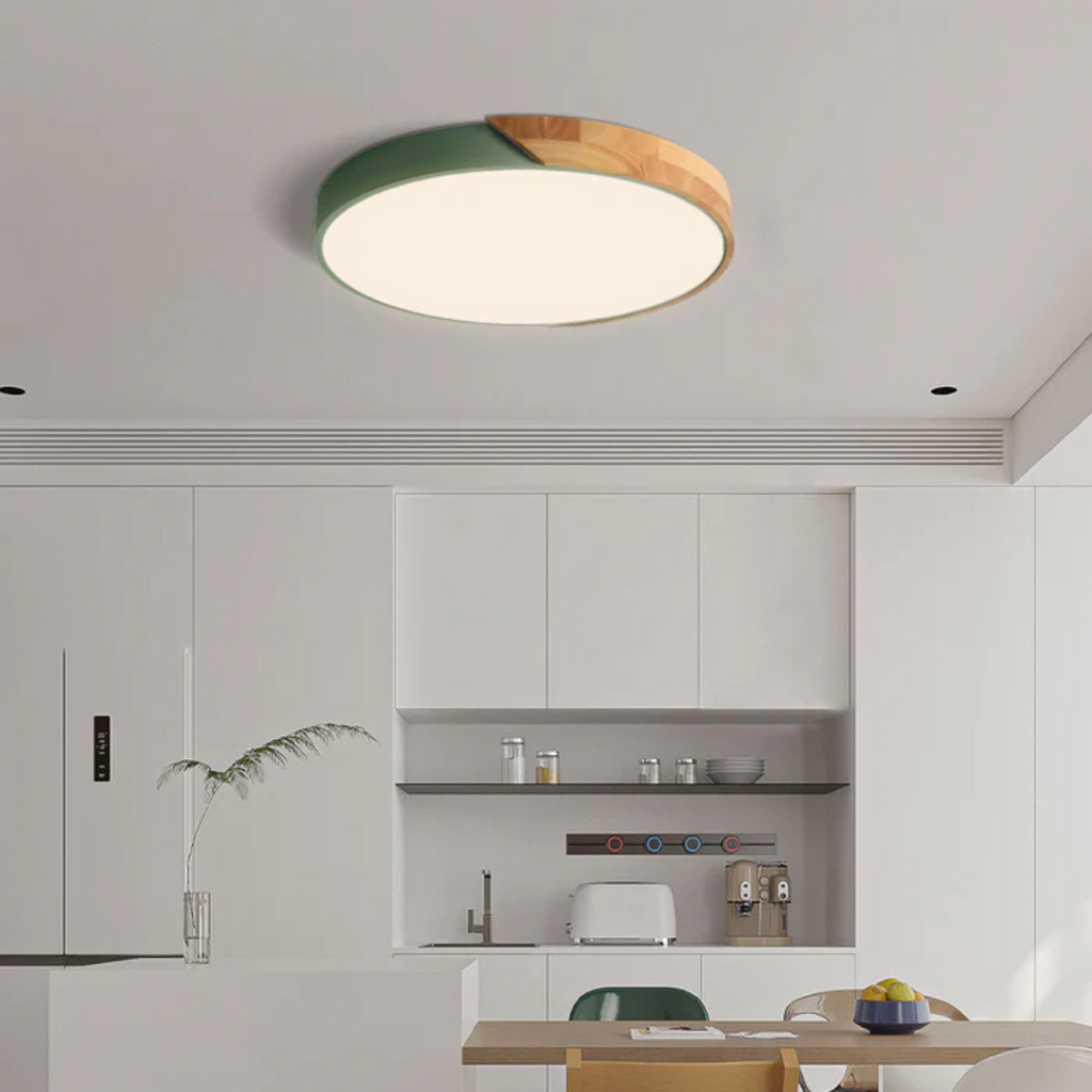 Wood Ceiling Light — Scandinavian Style, Warm LED Glow