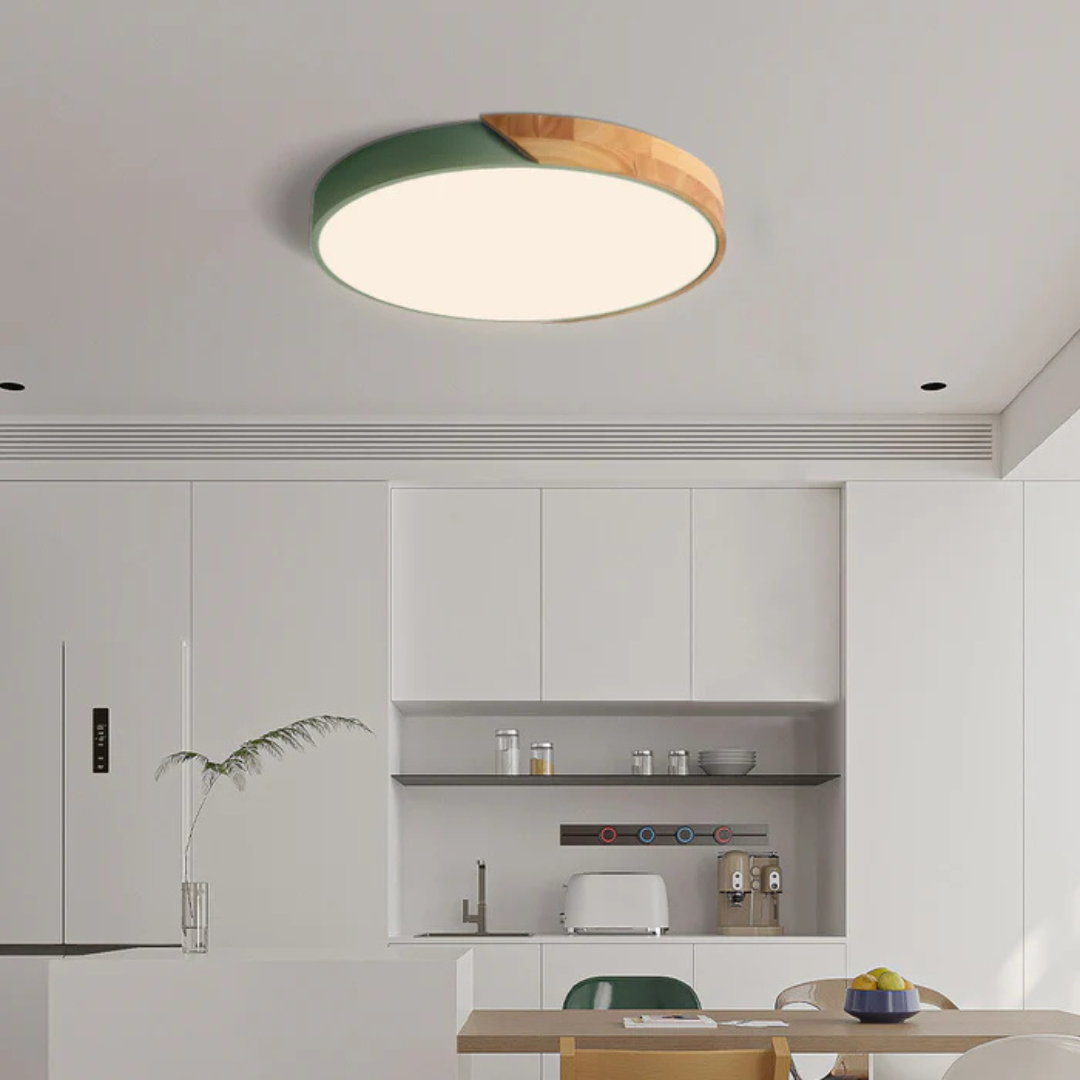 Wood Ceiling Light — Scandinavian Style, Warm LED Glow