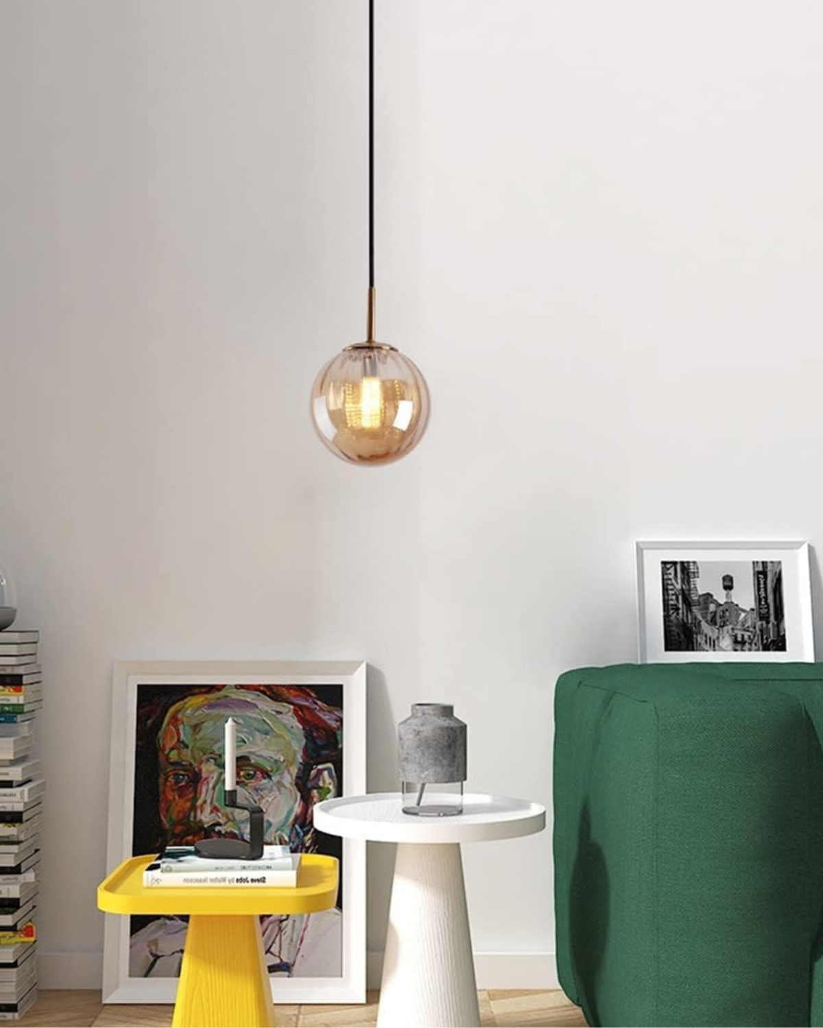 VeraLux vintage taklampa i bärnstensfärgat glas med varmt sken
