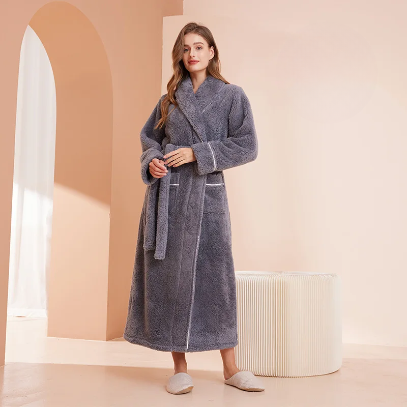 LumaWool tjock flanellbadrock för män — nedvikbar krage