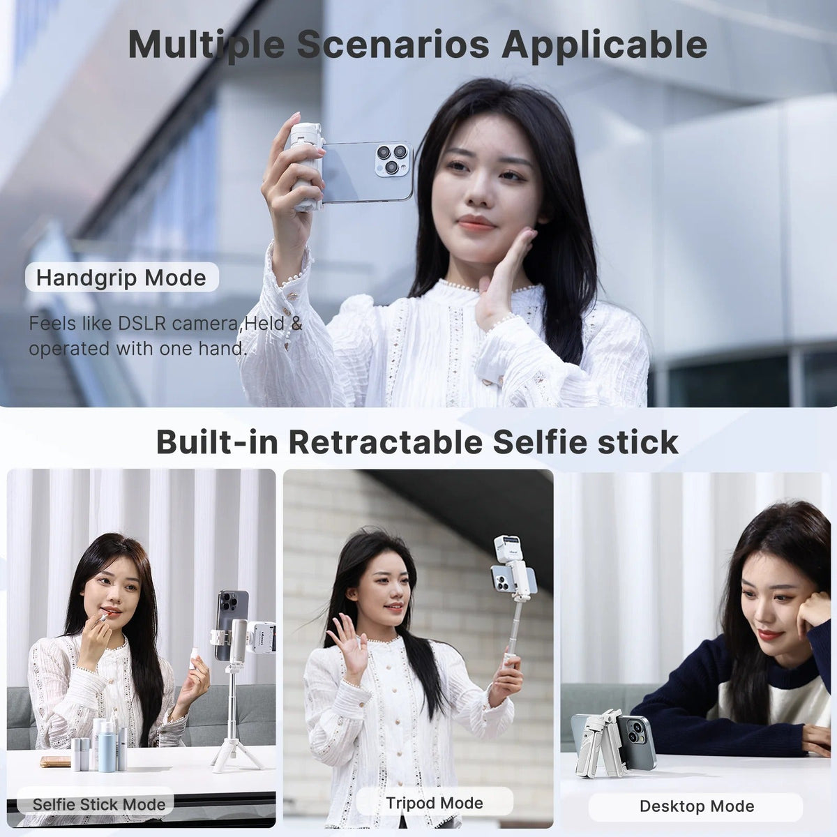 Bluetooth-Selfie-Stick-Stativ — ausziehbarer 4-teiliger 360°-Halter