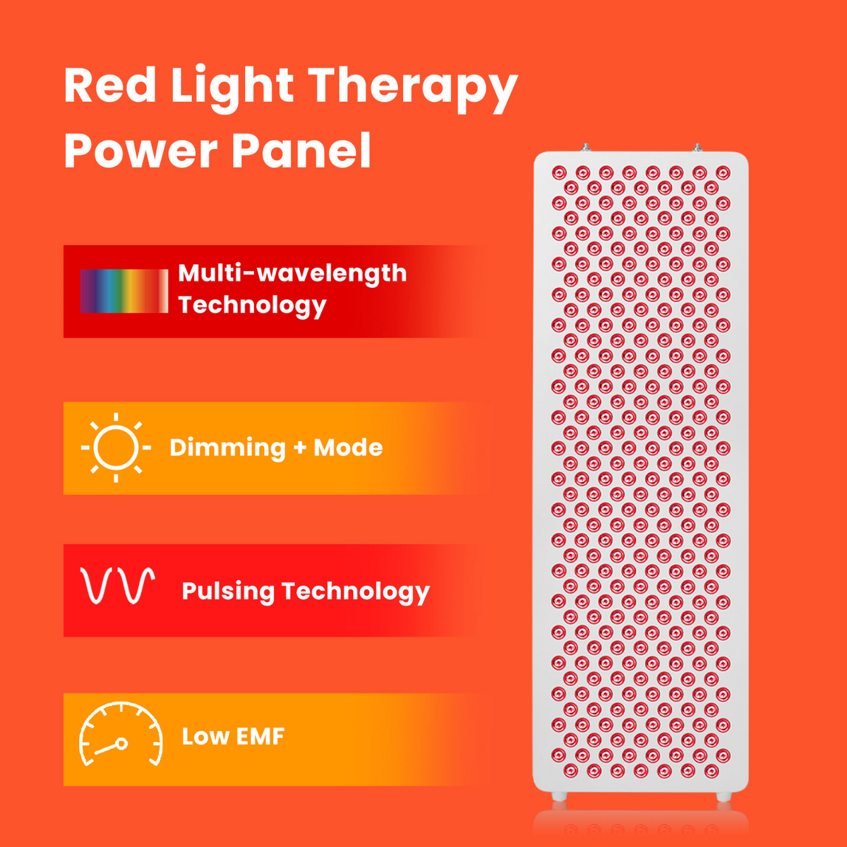 Full Body Red Light Therapy Panel — Dimming & Pulse Modes