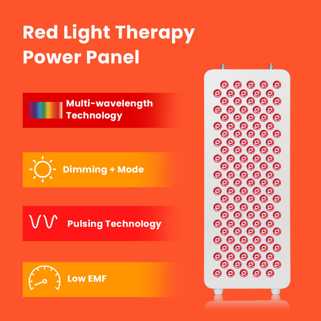 Painel de terapia de luz vermelha infravermelha — Regulação da intensidade, pulsação, baixo CEM