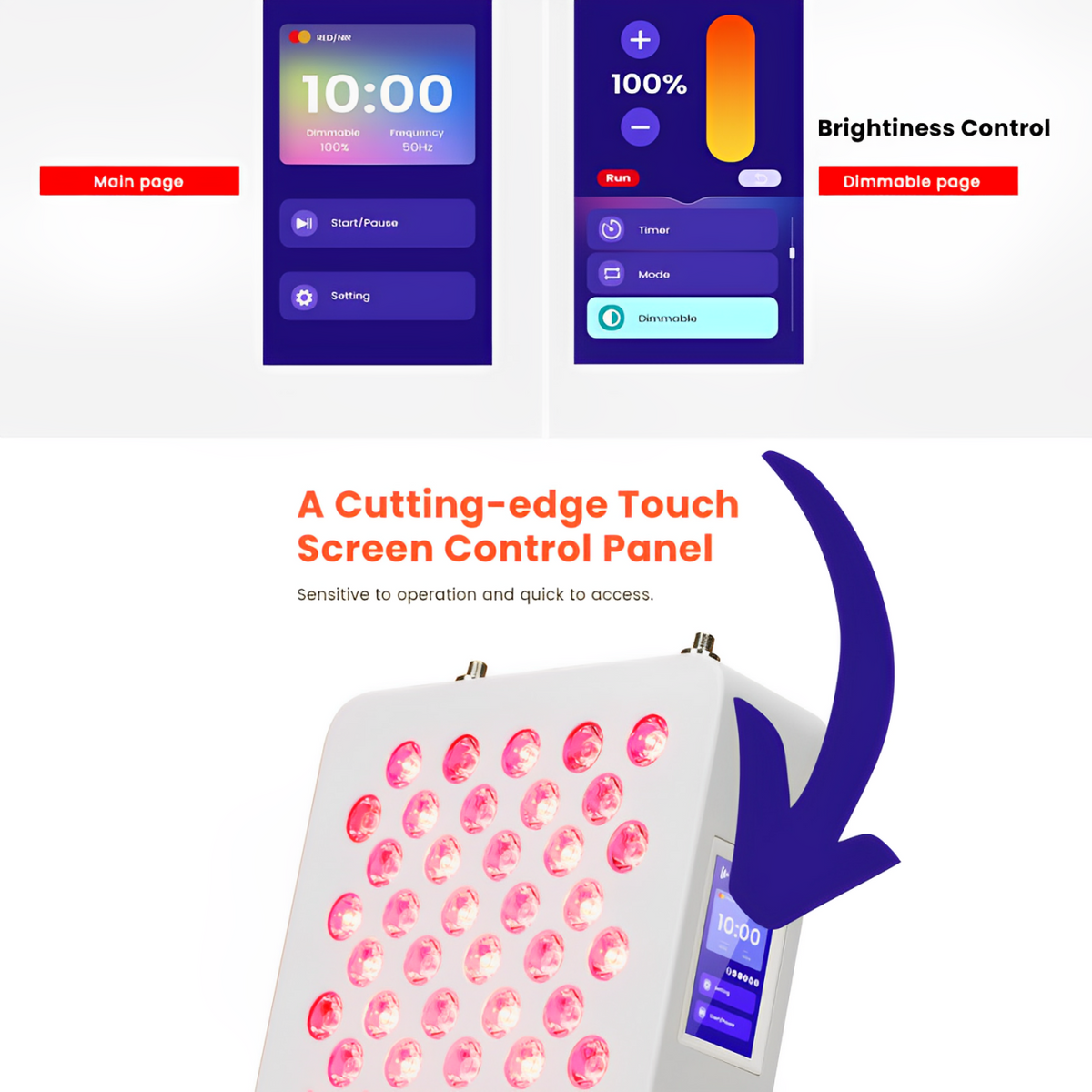 Red Light Therapy Tabletop Panel — Multi-Wavelength, Dimming, Pulsing