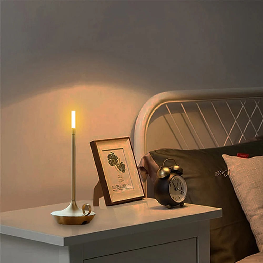 Lampada da tavolo LED vintage — design ricaricabile senza fili, interruttore touch e ricarica USB