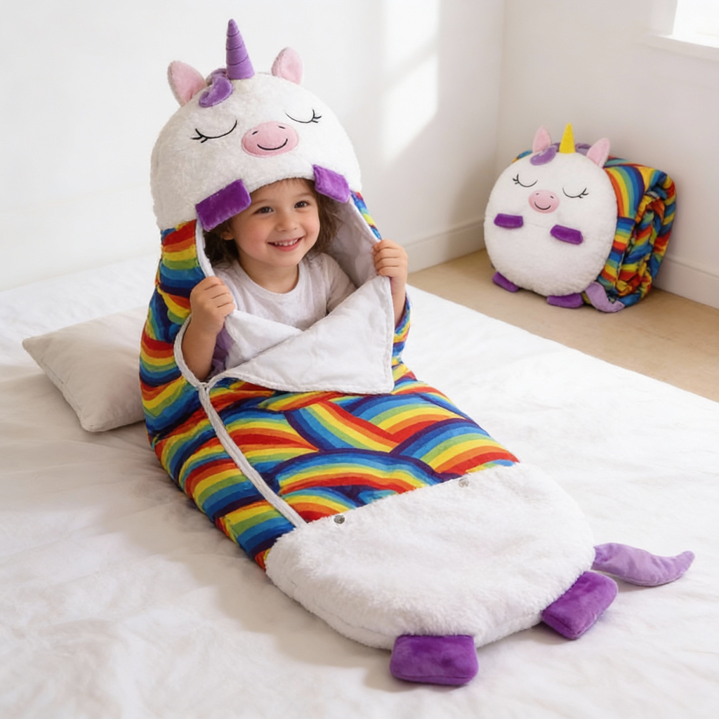 Kids' Foldable Sleeping Bag – Snoozi Animal Shape Portable & Washable | Filindra