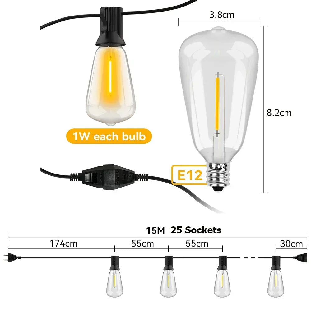 Luzes LED de cordão impermeáveis LumiRain — brilho encantador