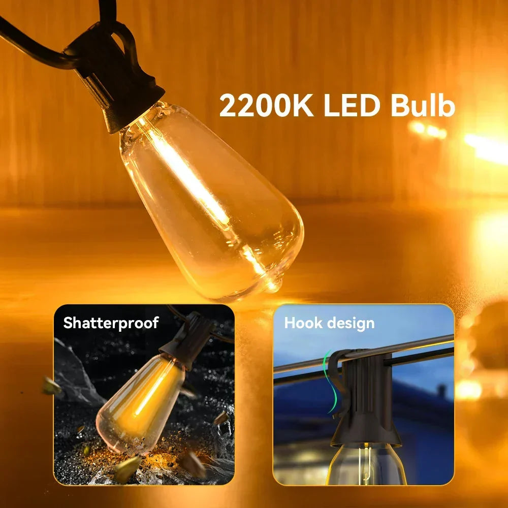 Luzes LED de cordão impermeáveis LumiRain — brilho encantador