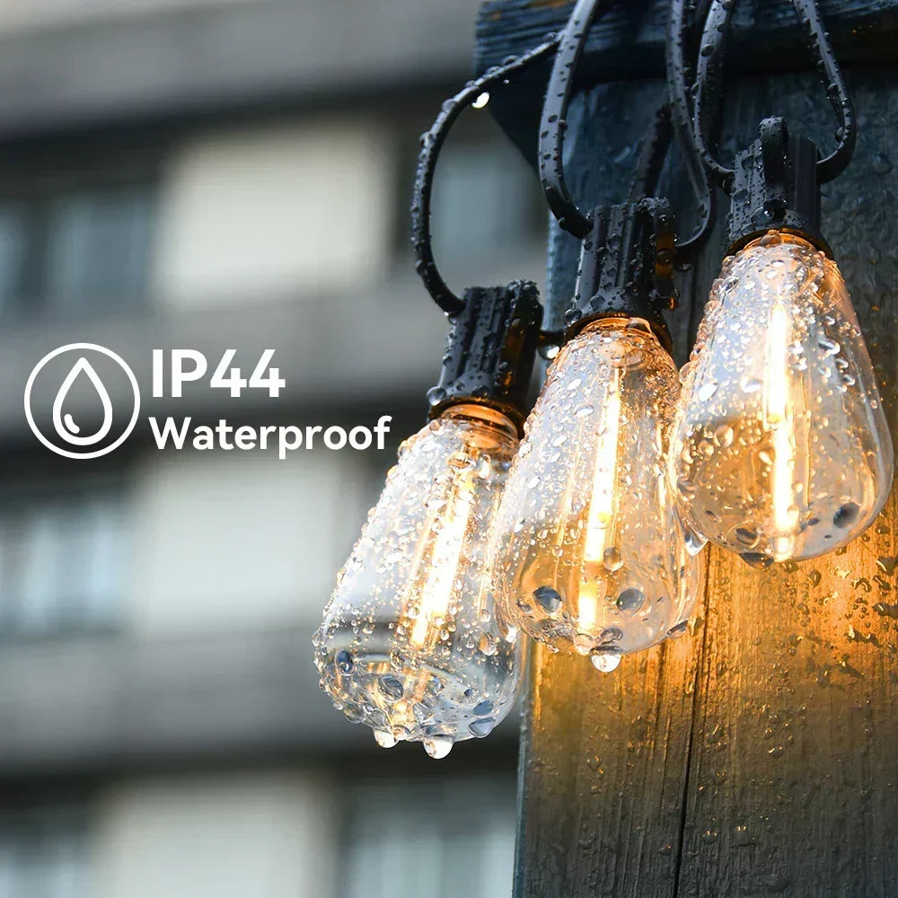 Luzes LED de cordão impermeáveis LumiRain — brilho encantador