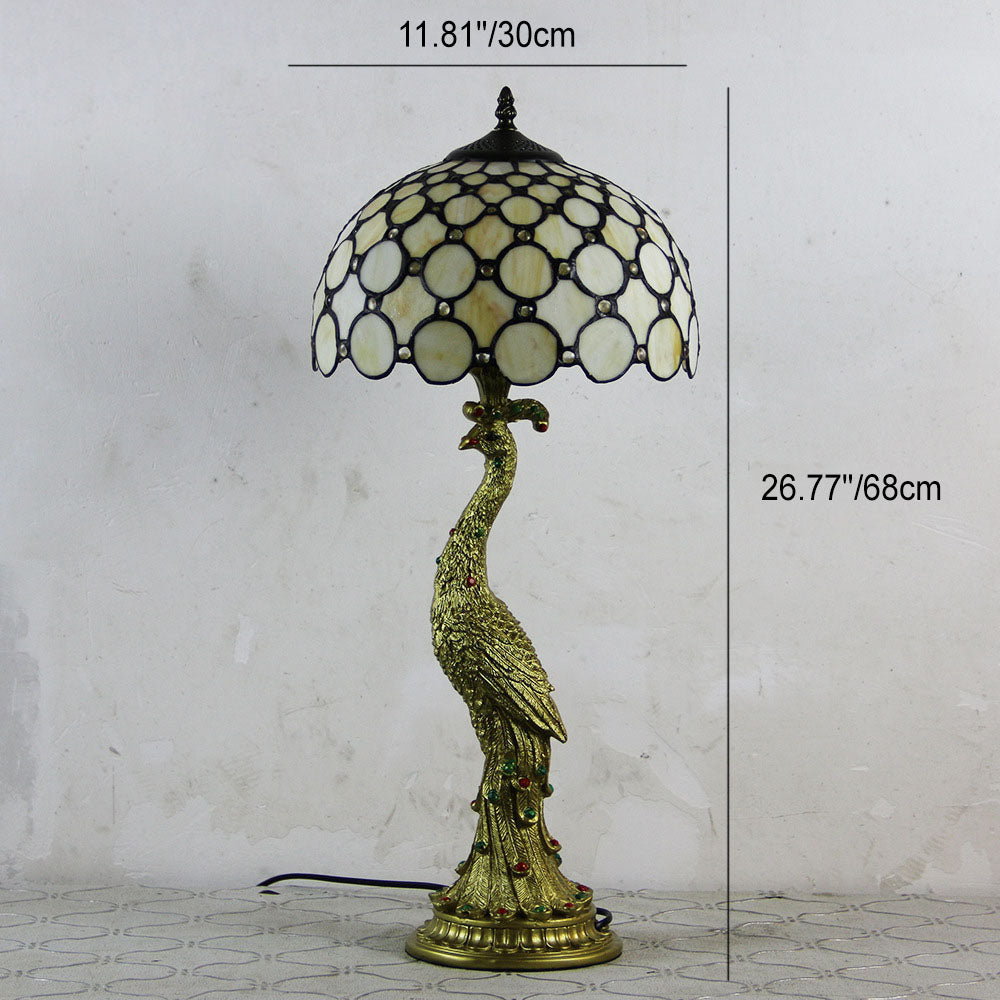 Stolní lampa Aurena Tiffany Style — zářivě vícebarevné skleněné stínidlo ve tvaru kopule