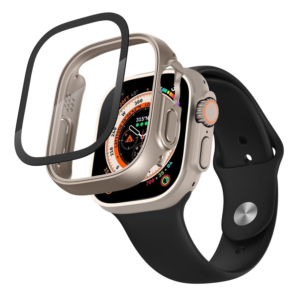 Apple Watch Ultra üveg képernyővédő tok — rápattintható, átlátszó