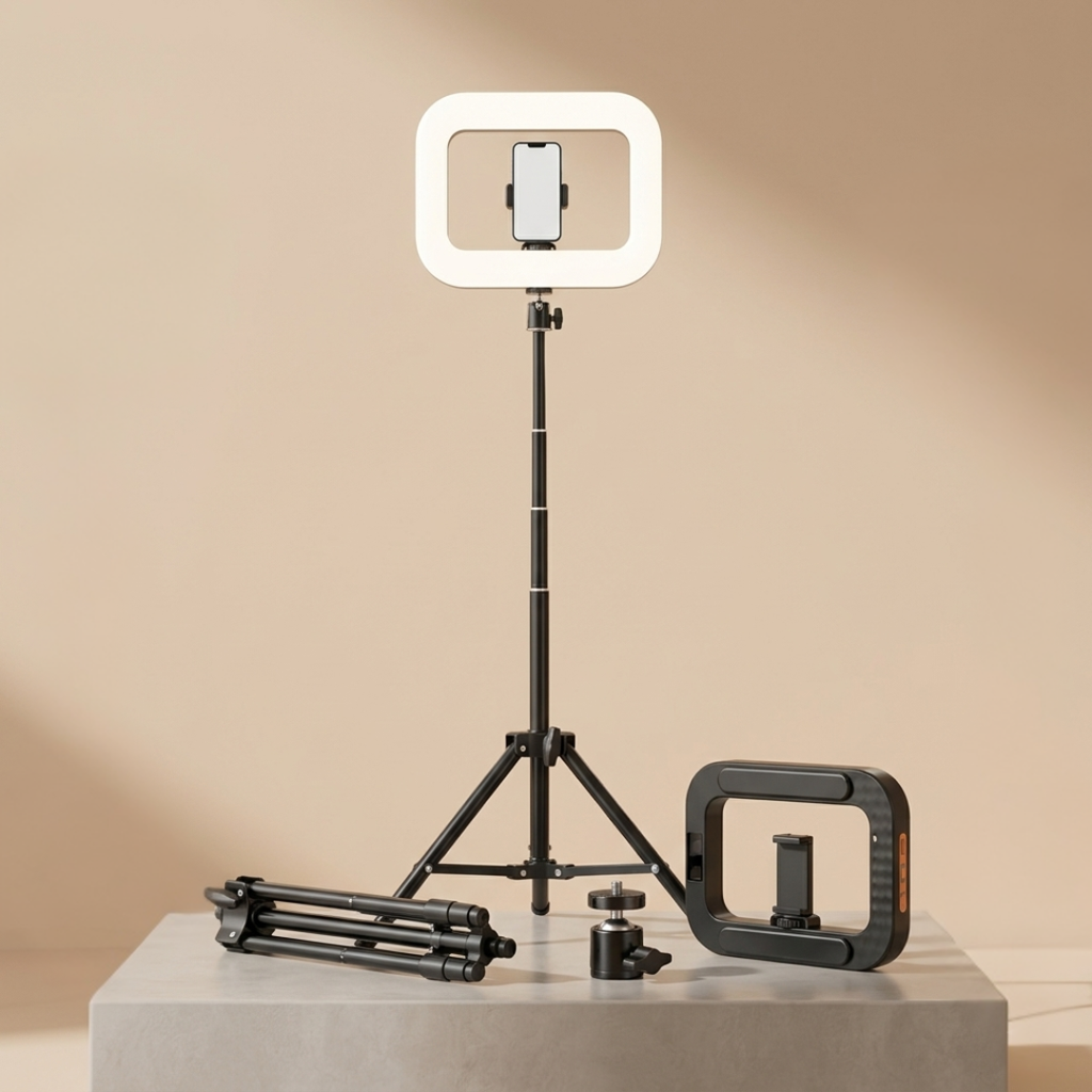 Bærbar LED-ringlampe — 240 integrerede lysdioder, justerbar lysstyrke